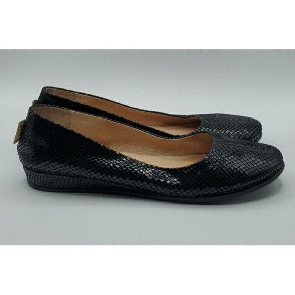 French Sole NY Black Leather Snake Print Zeppa Slip-on Short Wedges Size 10 - Picture 7 of 13